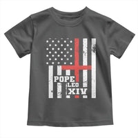 Pope Leo XIV Toddler T Shirt First American Pope Catholic Religious Cross American Flag