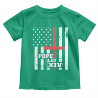 Pope Leo XIV Toddler T Shirt First American Pope Catholic Religious Cross American Flag