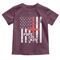Pope Leo XIV Toddler T Shirt First American Pope Catholic Religious Cross American Flag