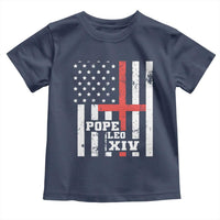 Pope Leo XIV Toddler T Shirt First American Pope Catholic Religious Cross American Flag