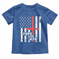 Pope Leo XIV Toddler T Shirt First American Pope Catholic Religious Cross American Flag