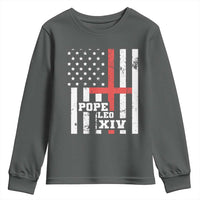 Pope Leo XIV Youth Sweatshirt First American Pope Catholic Religious Cross American Flag