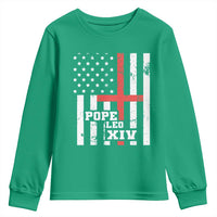 Pope Leo XIV Youth Sweatshirt First American Pope Catholic Religious Cross American Flag