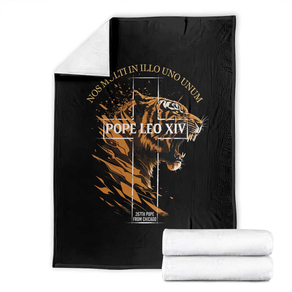 Cardinal Pope Leo XIV Throw Blanket Nos Multi In Illo Uno Unum 267th Pope From Chicago Tiger - Wonder Print Shop