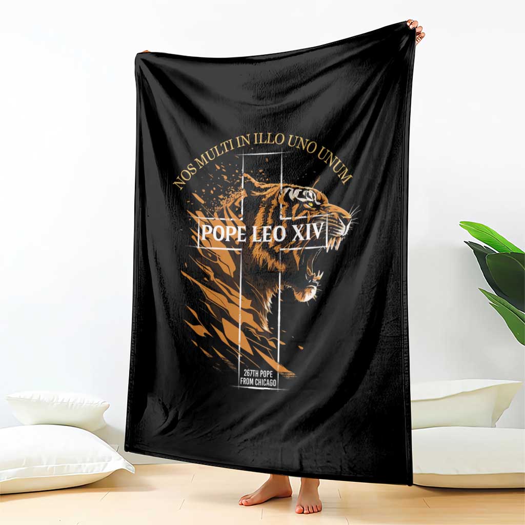 Cardinal Pope Leo XIV Throw Blanket Nos Multi In Illo Uno Unum 267th Pope From Chicago Tiger - Wonder Print Shop
