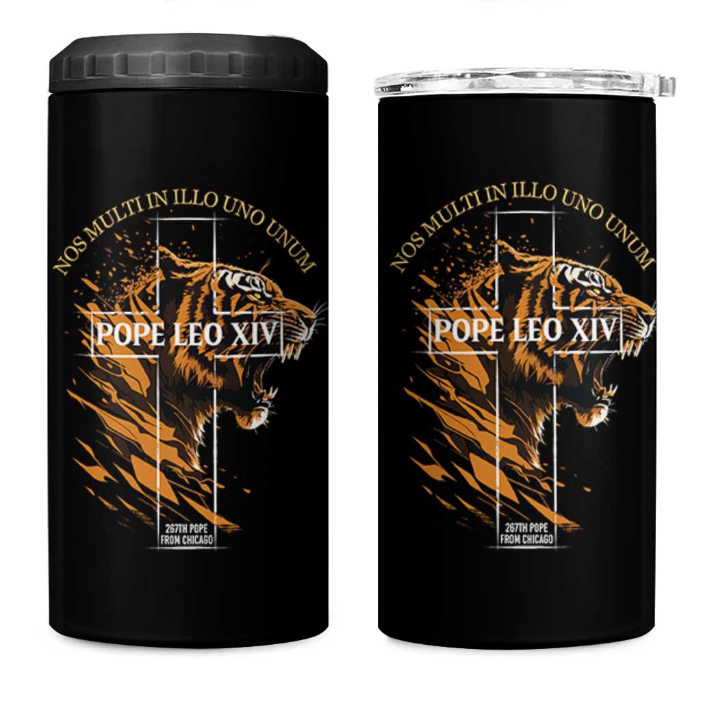 Cardinal Pope Leo XIV 4 in 1 Can Cooler Tumbler Nos Multi In Illo Uno Unum 267th Pope From Chicago Tiger