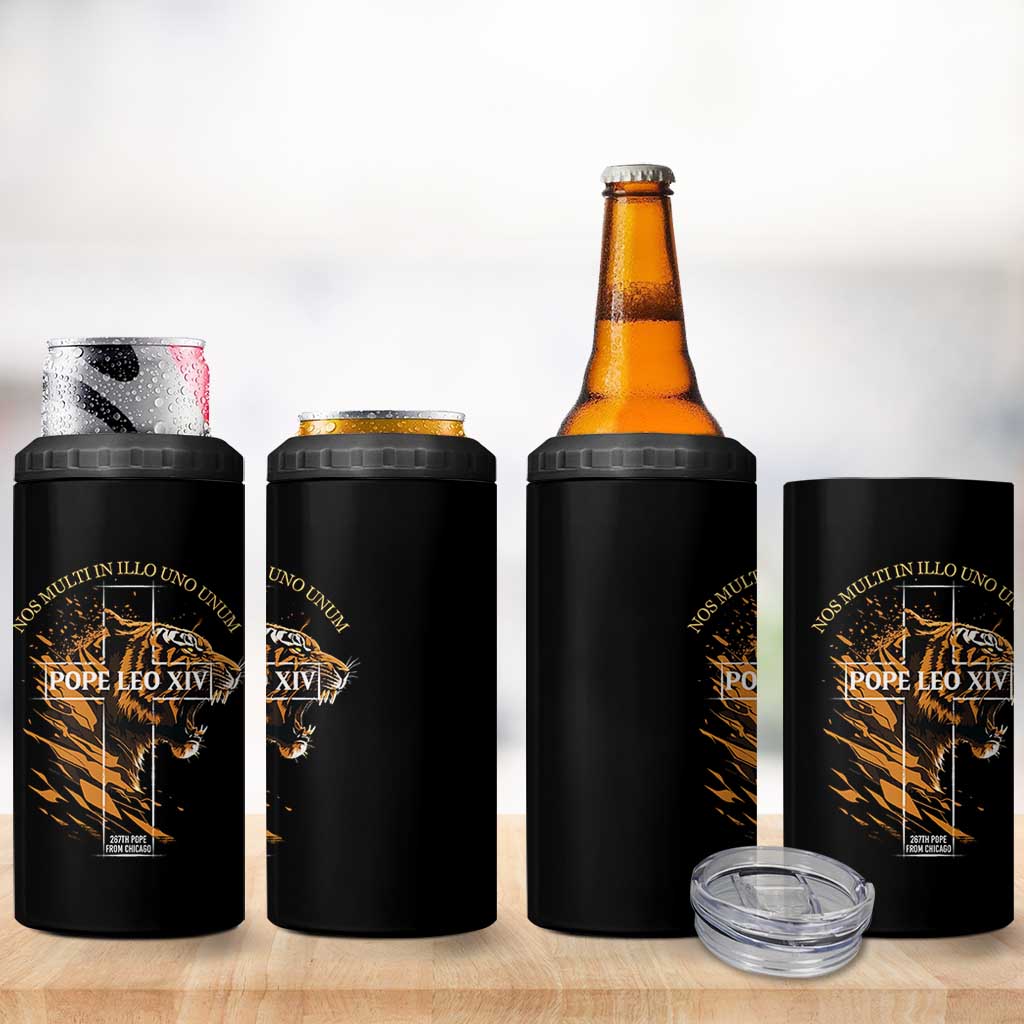 Cardinal Pope Leo XIV 4 in 1 Can Cooler Tumbler Nos Multi In Illo Uno Unum 267th Pope From Chicago Tiger