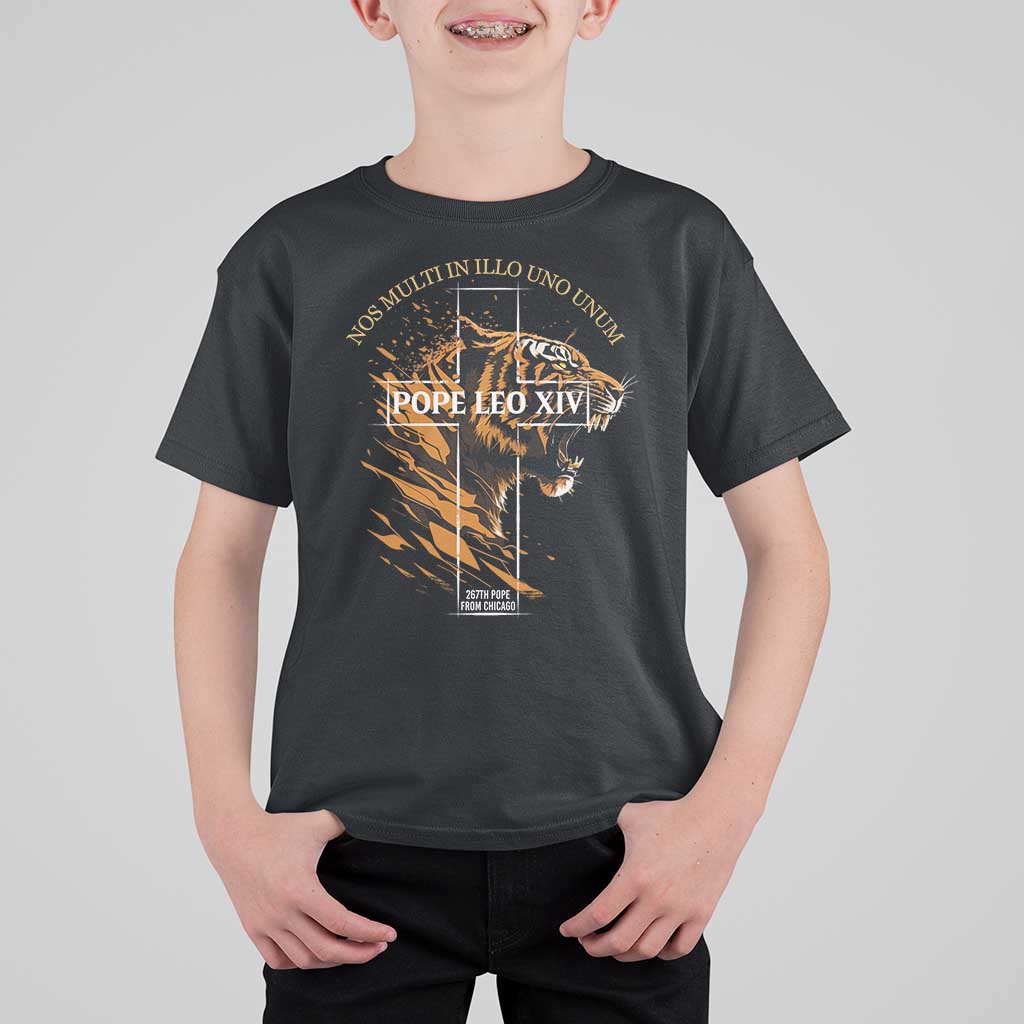 Cardinal Pope Leo XIV T Shirt For Kid Nos Multi In Illo Uno Unum 267th Pope From Chicago Tiger