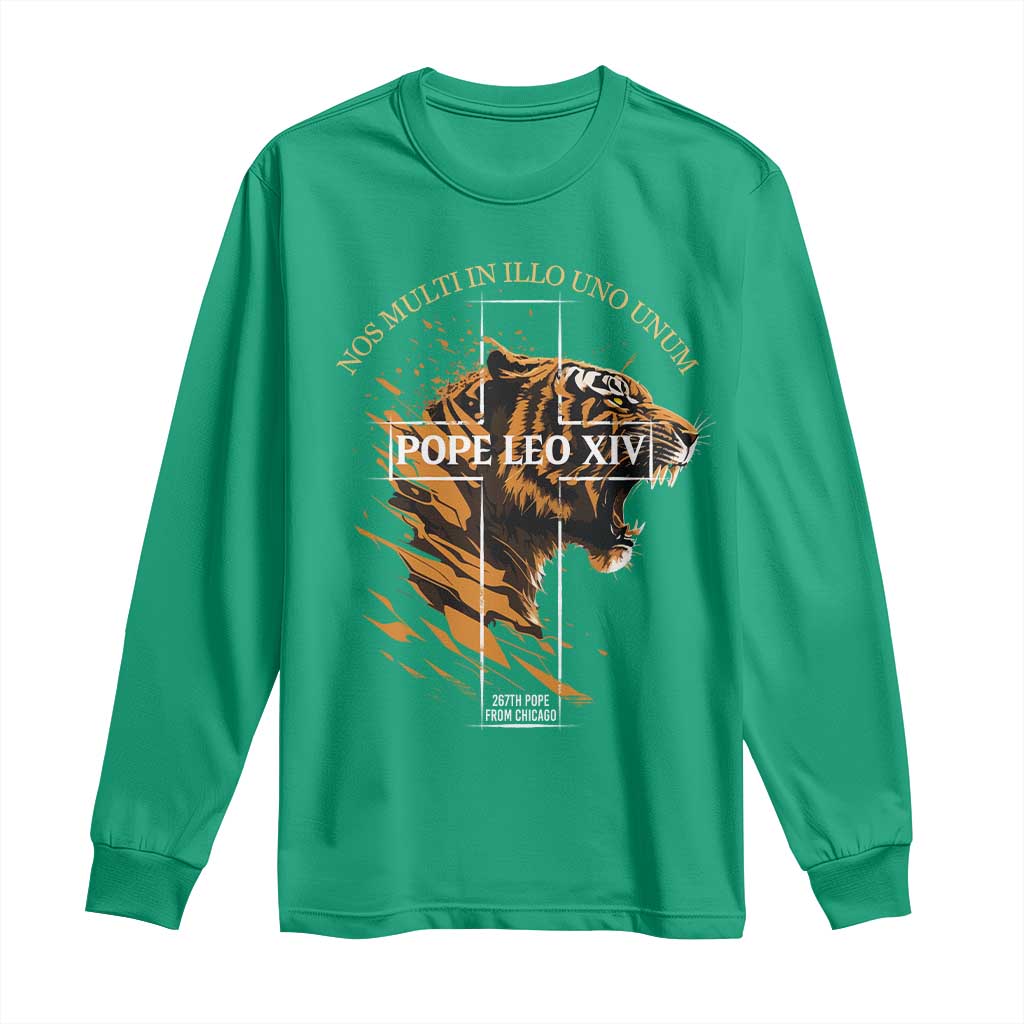 Cardinal Pope Leo XIV Long Sleeve Shirt Nos Multi In Illo Uno Unum 267th Pope From Chicago Tiger