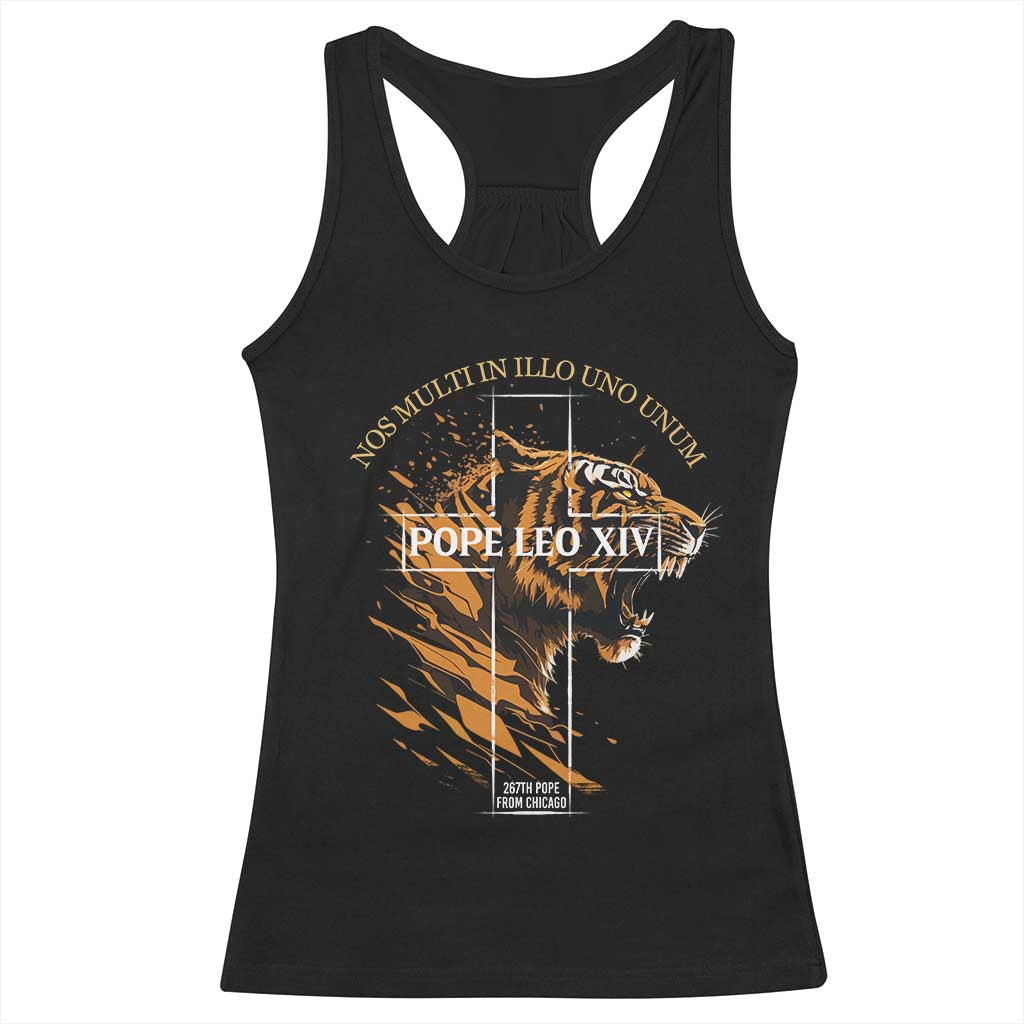 Cardinal Pope Leo XIV Racerback Tank Top Nos Multi In Illo Uno Unum 267th Pope From Chicago Tiger
