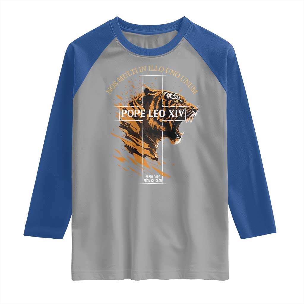 Cardinal Pope Leo XIV Raglan Shirt Nos Multi In Illo Uno Unum 267th Pope From Chicago Tiger