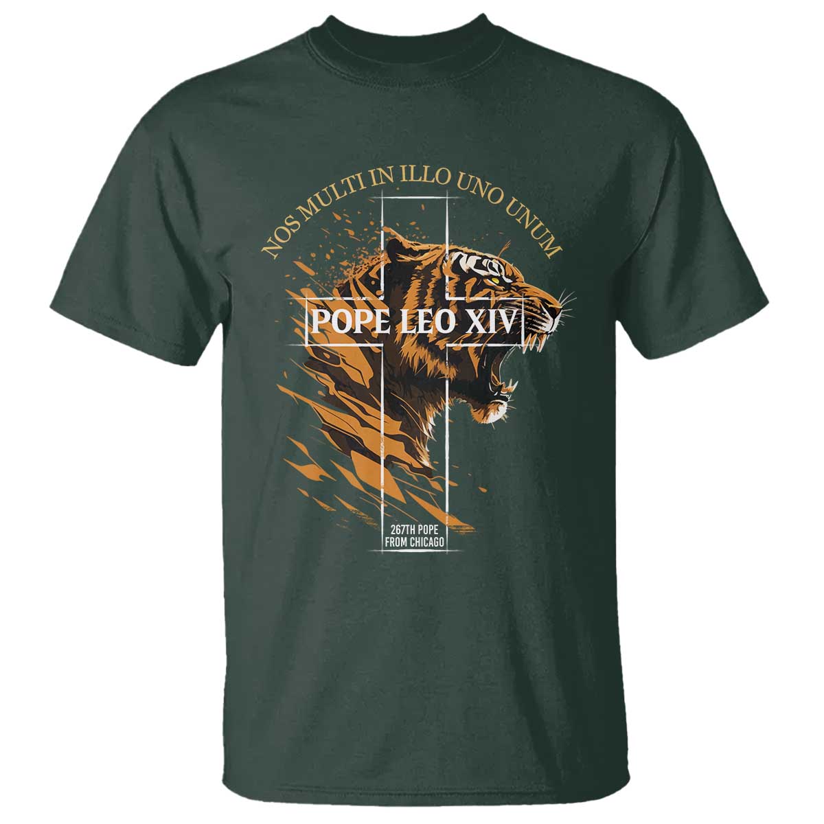 Cardinal Pope Leo XIV T Shirt Nos Multi In Illo Uno Unum 267th Pope From Chicago Tiger