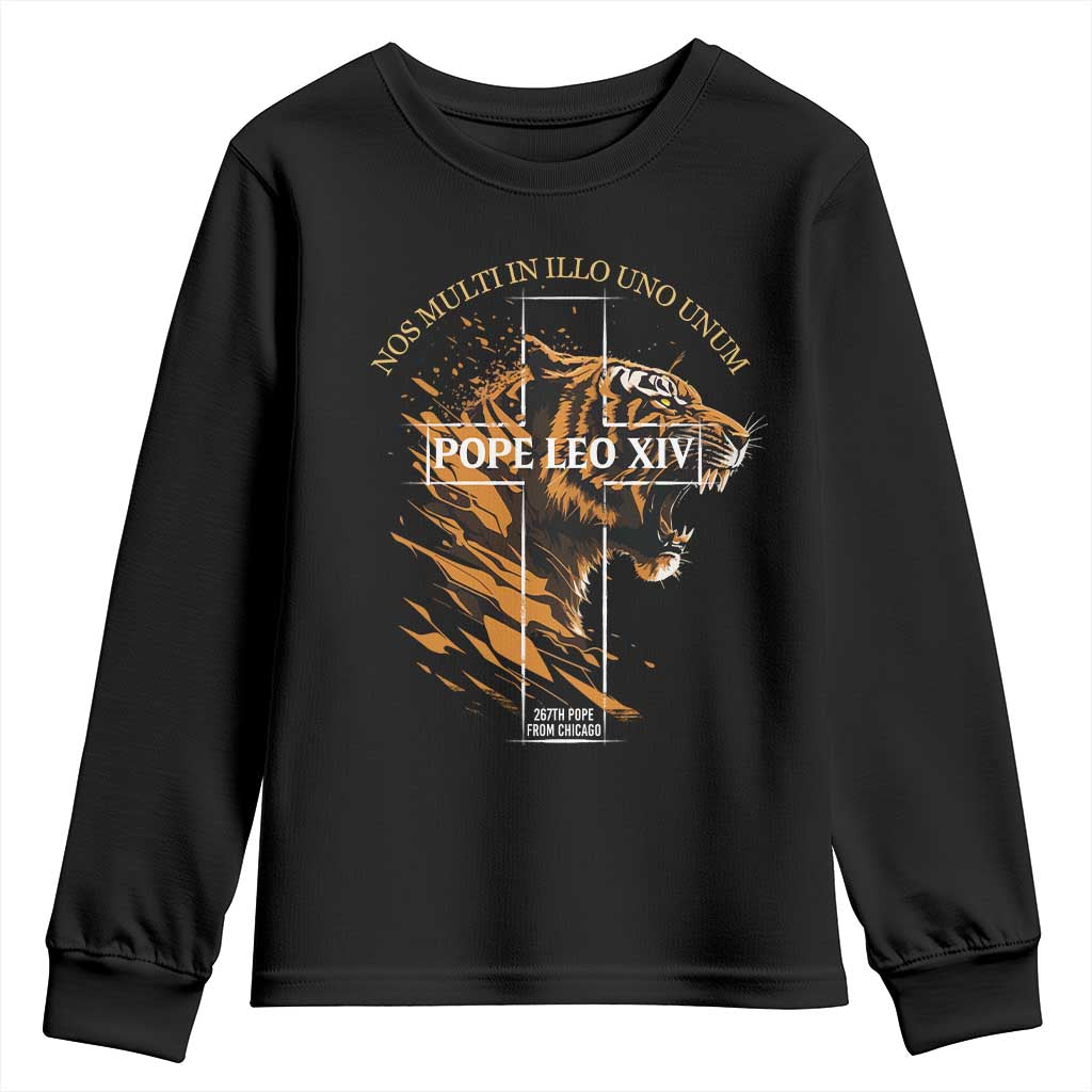 Cardinal Pope Leo XIV Youth Sweatshirt Nos Multi In Illo Uno Unum 267th Pope From Chicago Tiger