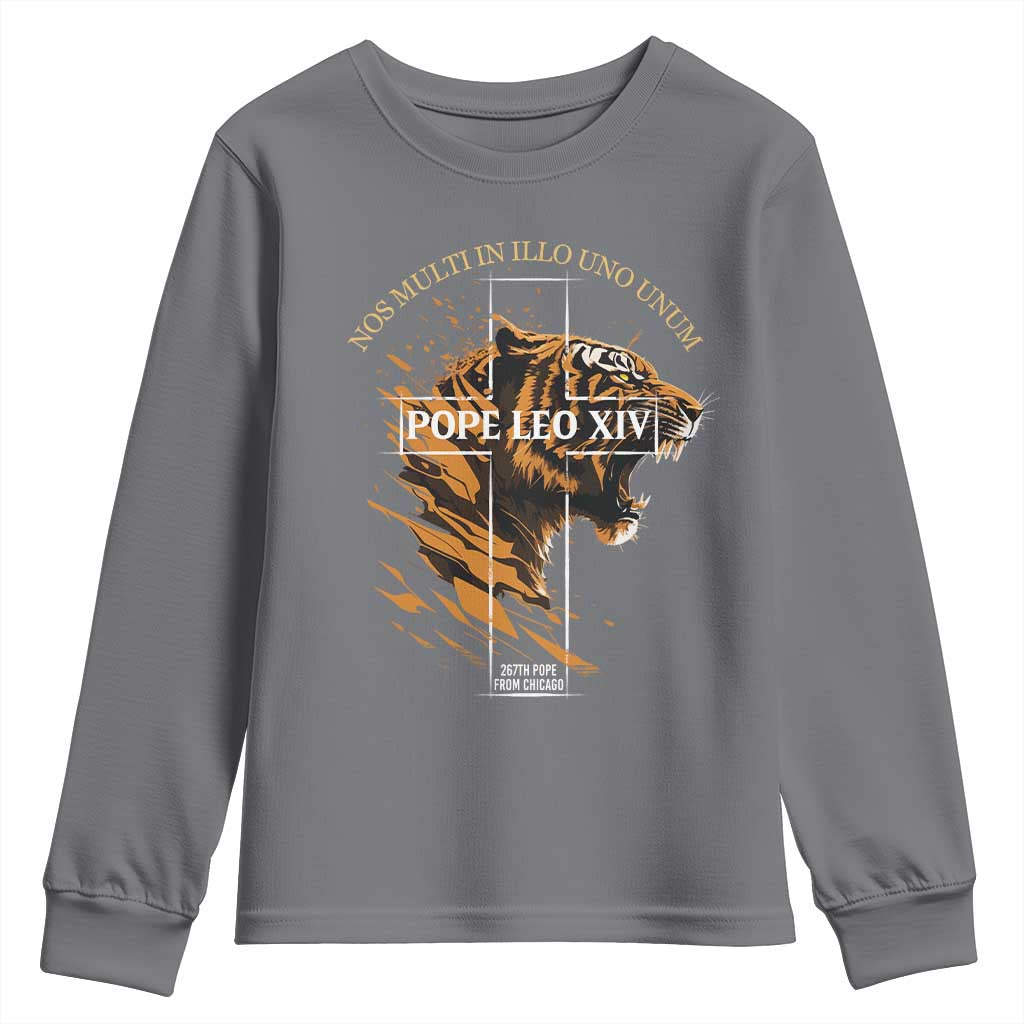 Cardinal Pope Leo XIV Youth Sweatshirt Nos Multi In Illo Uno Unum 267th Pope From Chicago Tiger