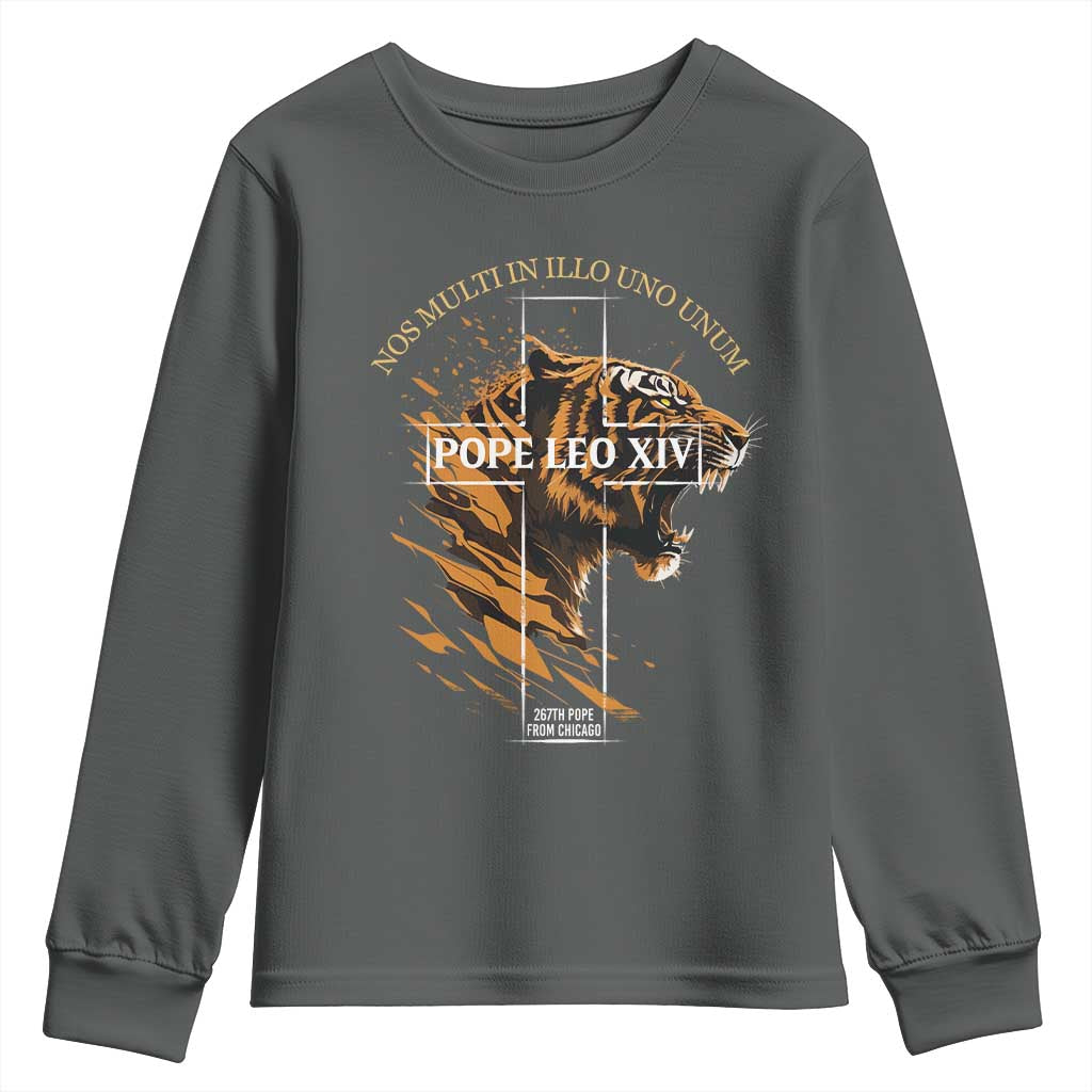 Cardinal Pope Leo XIV Youth Sweatshirt Nos Multi In Illo Uno Unum 267th Pope From Chicago Tiger