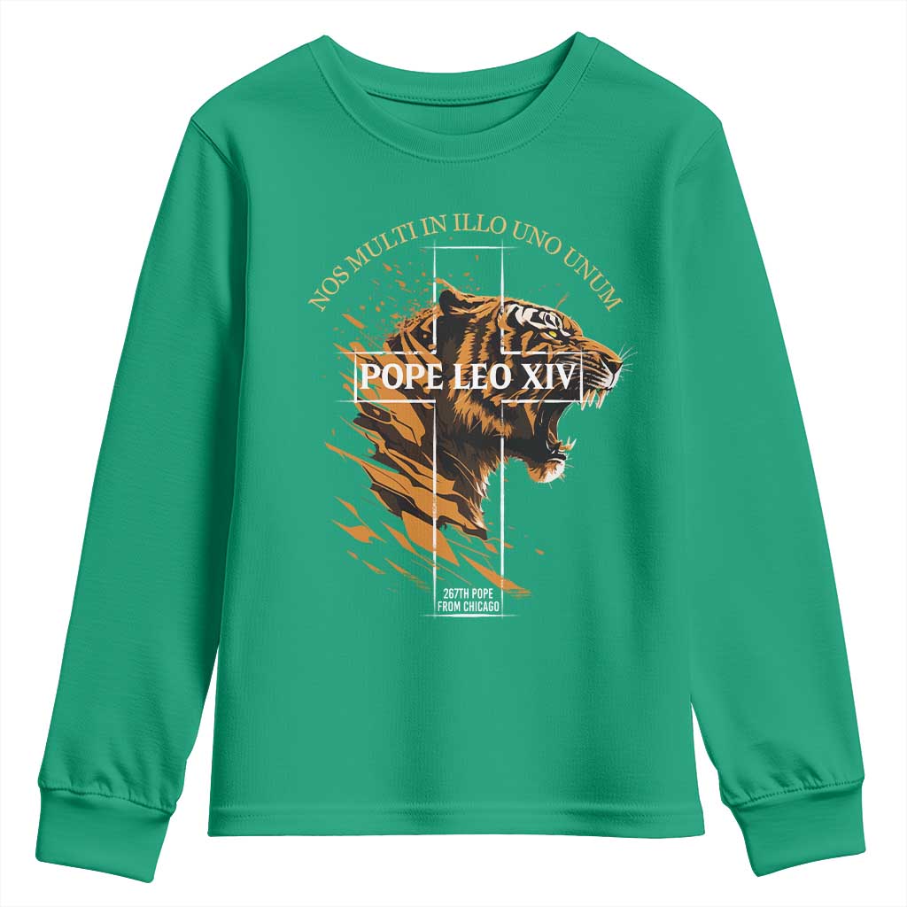 Cardinal Pope Leo XIV Youth Sweatshirt Nos Multi In Illo Uno Unum 267th Pope From Chicago Tiger