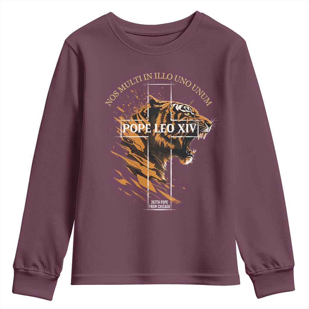 Cardinal Pope Leo XIV Youth Sweatshirt Nos Multi In Illo Uno Unum 267th Pope From Chicago Tiger