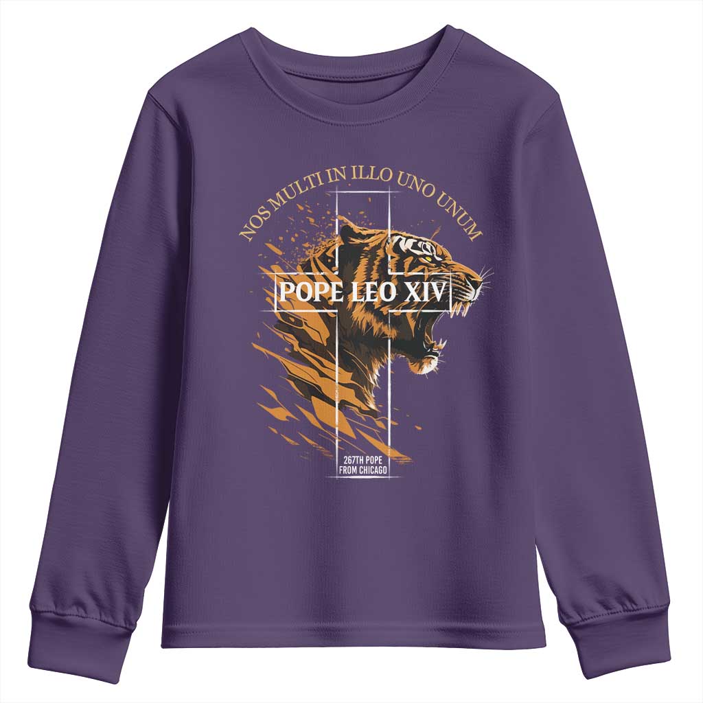 Cardinal Pope Leo XIV Youth Sweatshirt Nos Multi In Illo Uno Unum 267th Pope From Chicago Tiger