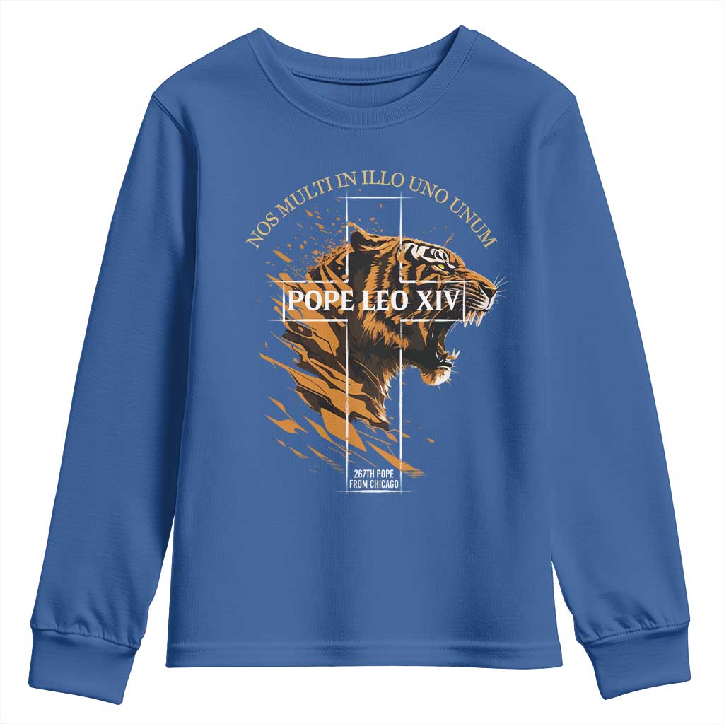 Cardinal Pope Leo XIV Youth Sweatshirt Nos Multi In Illo Uno Unum 267th Pope From Chicago Tiger