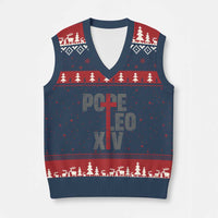 Pope Leo XIV V-Neck Knit Sweater Vest First American Pope Catholic Religious Cross - Wonder Print Shop