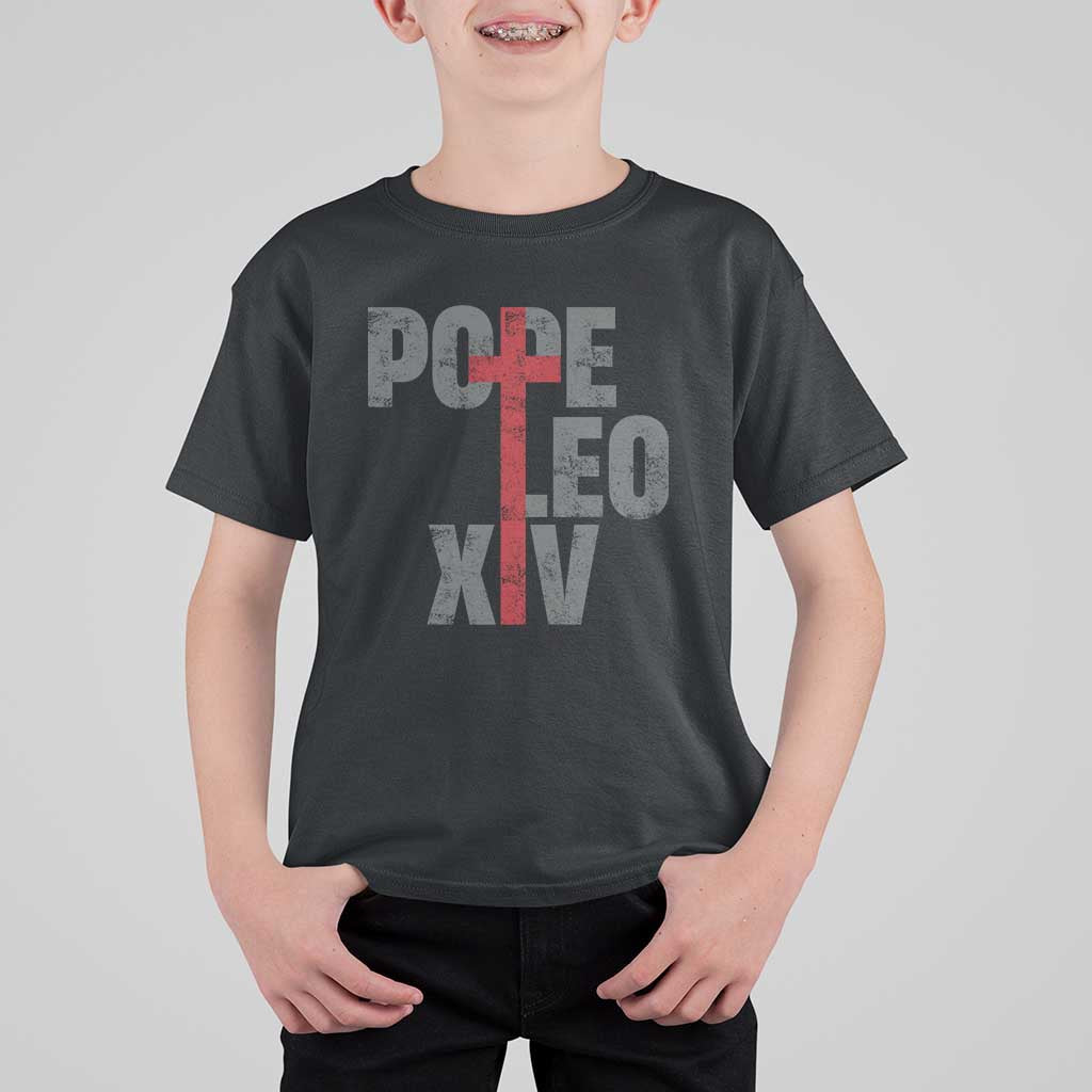 Pope Leo XIV T Shirt For Kid First American Pope Catholic Religious Cross