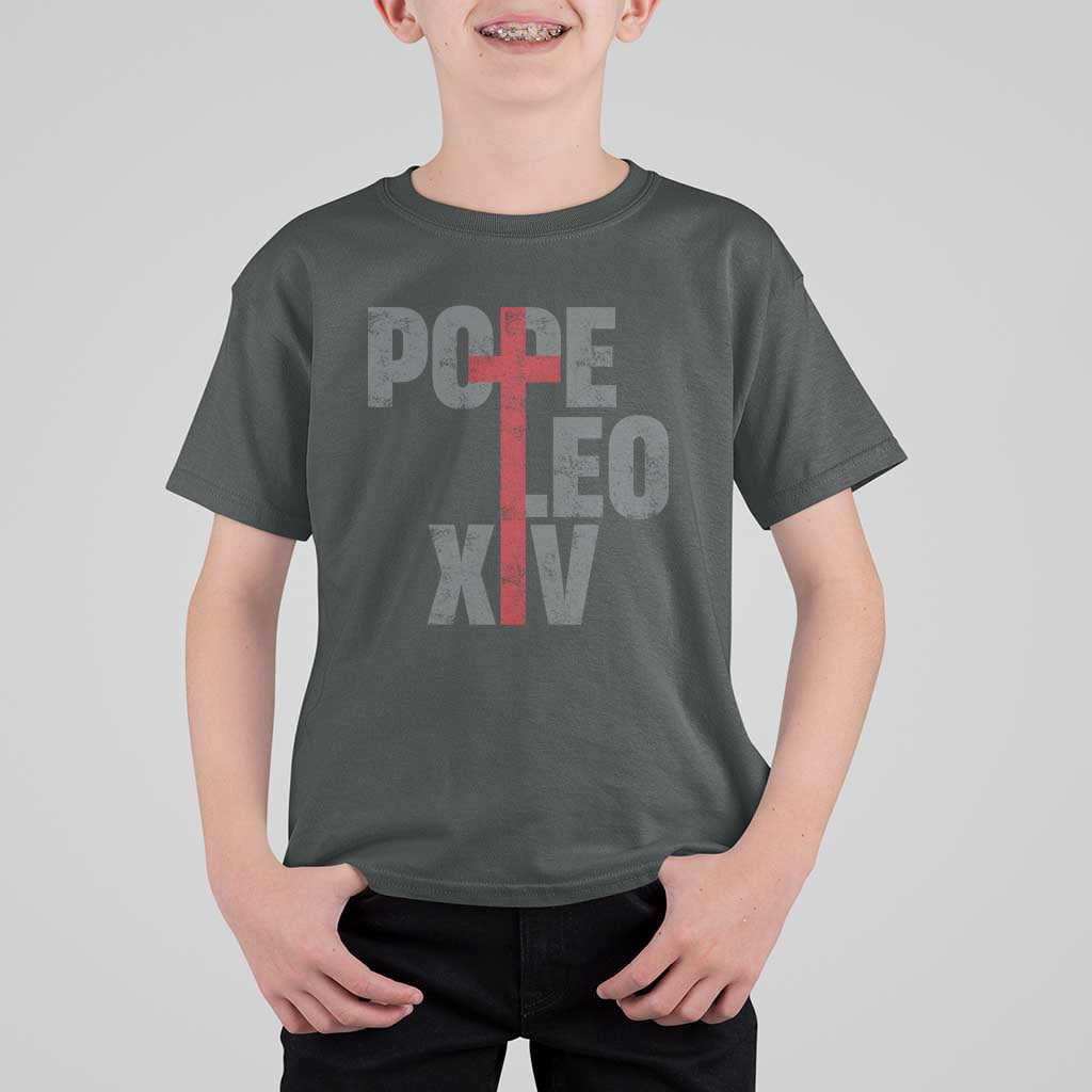 Pope Leo XIV T Shirt For Kid First American Pope Catholic Religious Cross