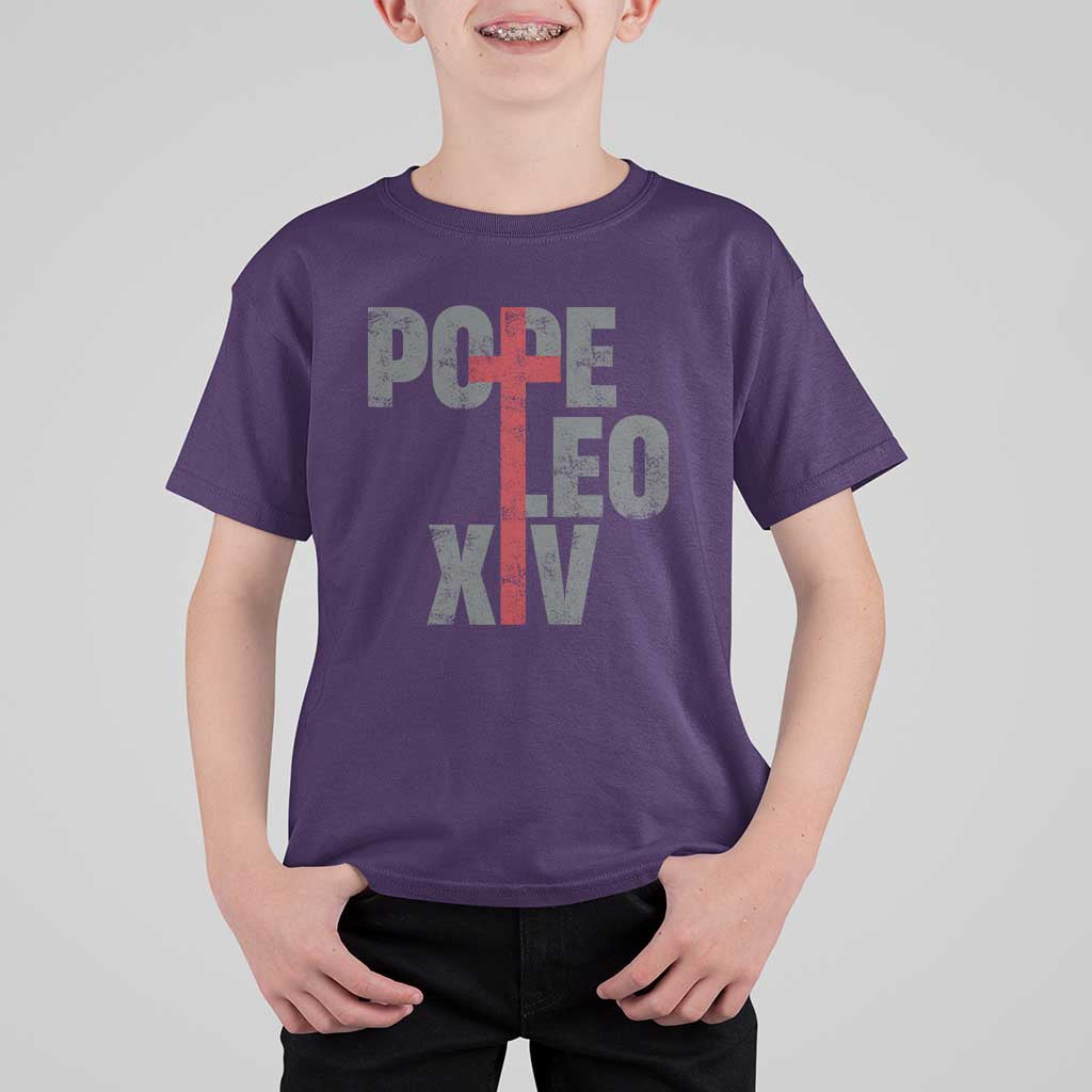 Pope Leo XIV T Shirt For Kid First American Pope Catholic Religious Cross
