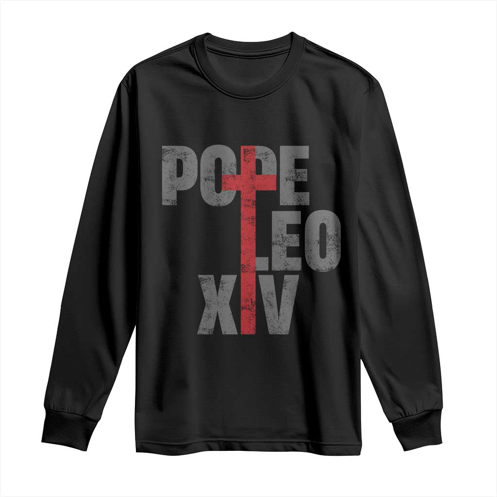 Pope Leo XIV Long Sleeve Shirt First American Pope Catholic Religious Cross