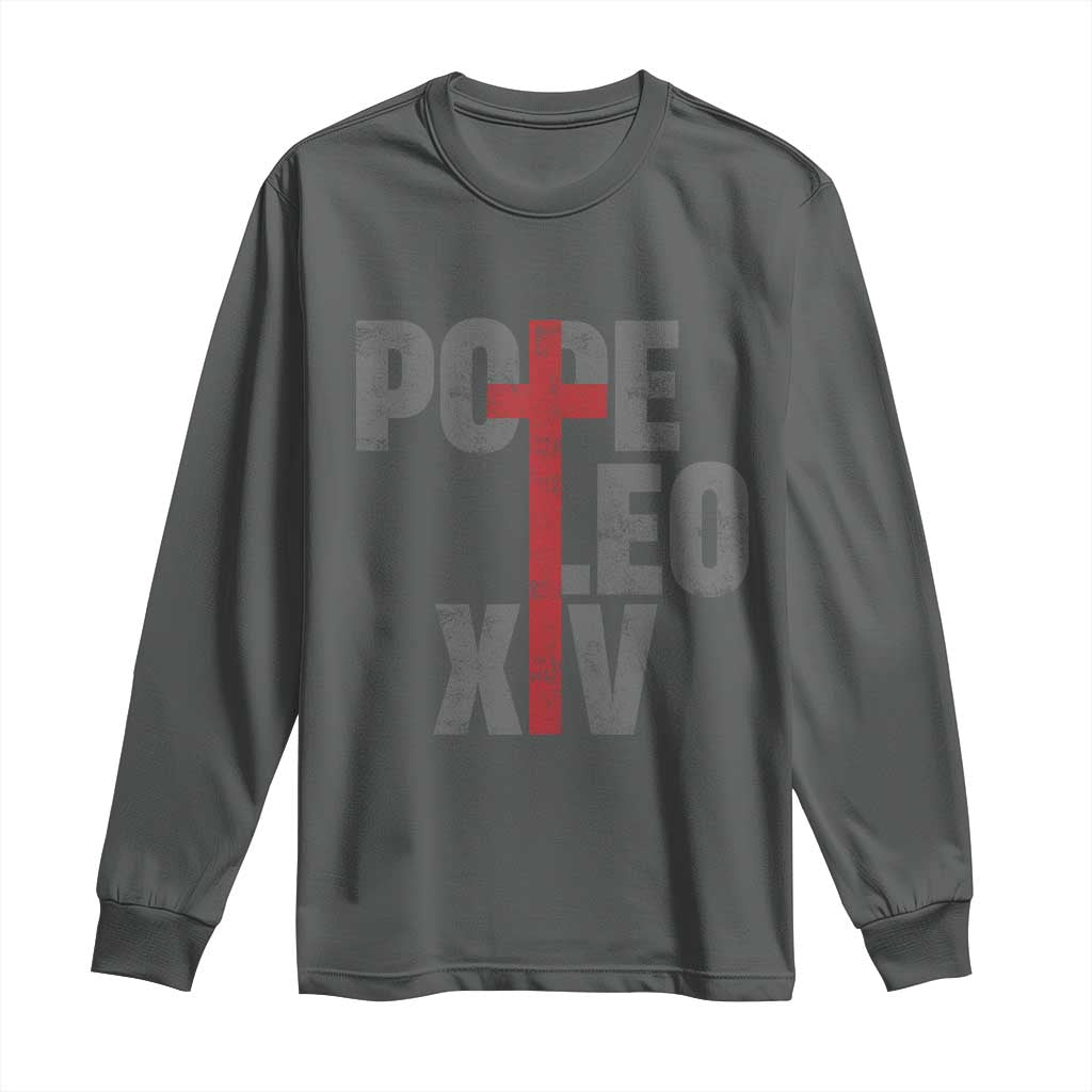 Pope Leo XIV Long Sleeve Shirt First American Pope Catholic Religious Cross