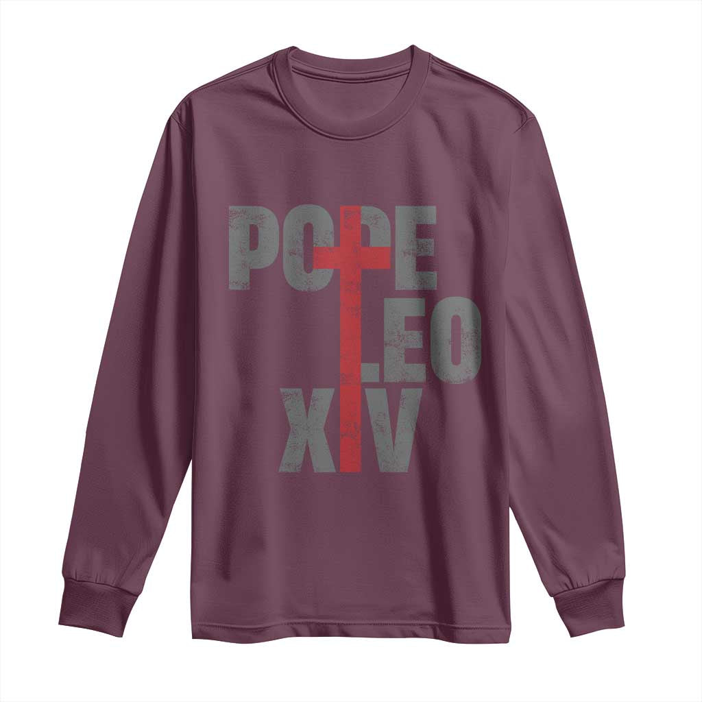 Pope Leo XIV Long Sleeve Shirt First American Pope Catholic Religious Cross