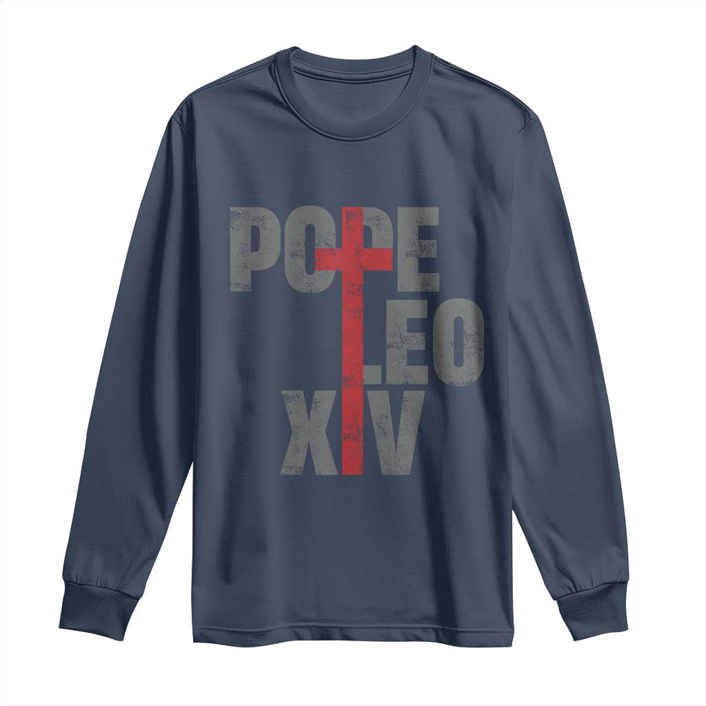 Pope Leo XIV Long Sleeve Shirt First American Pope Catholic Religious Cross