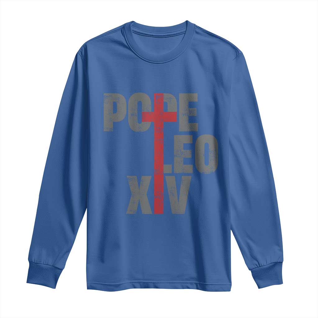 Pope Leo XIV Long Sleeve Shirt First American Pope Catholic Religious Cross