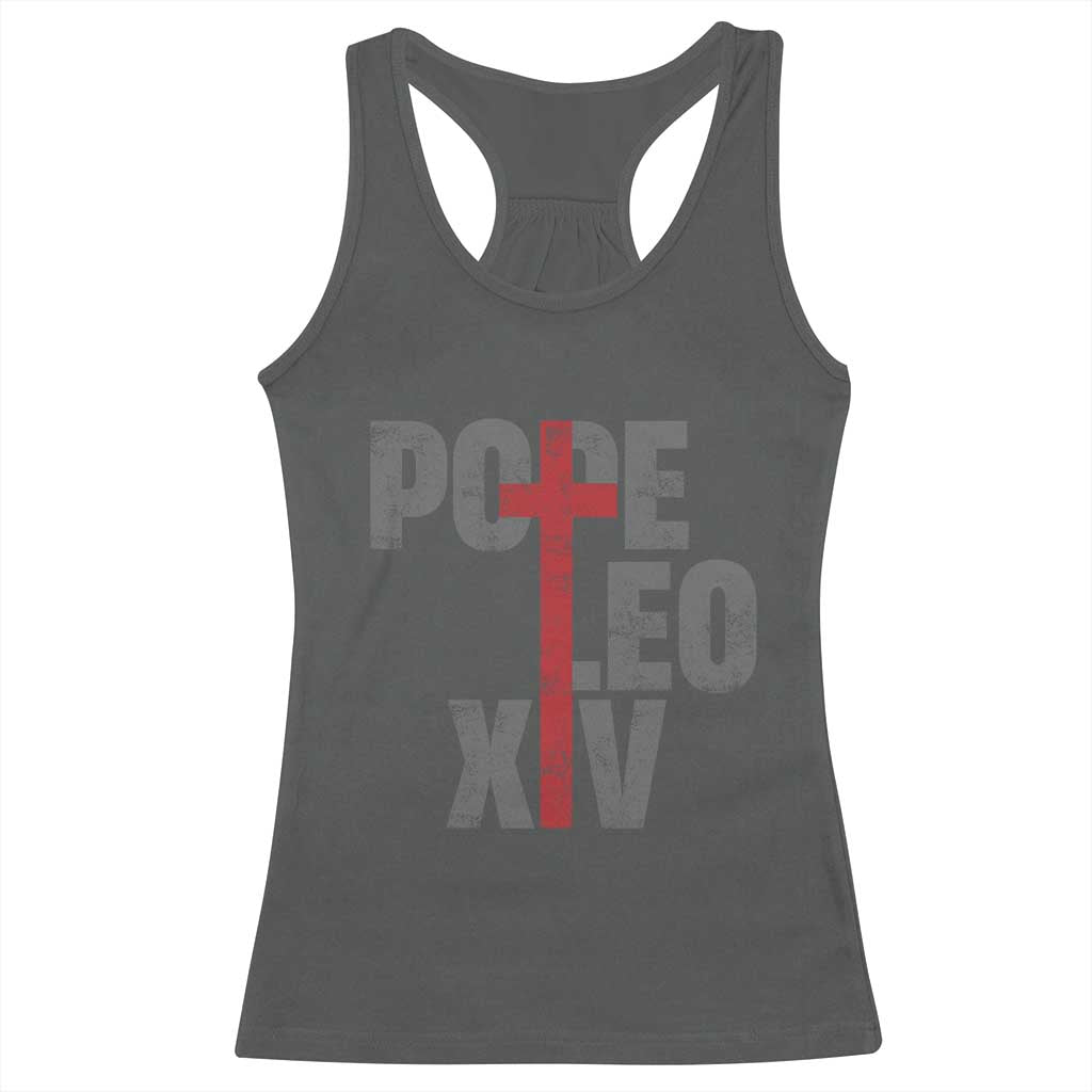 Pope Leo XIV Racerback Tank Top First American Pope Catholic Religious Cross