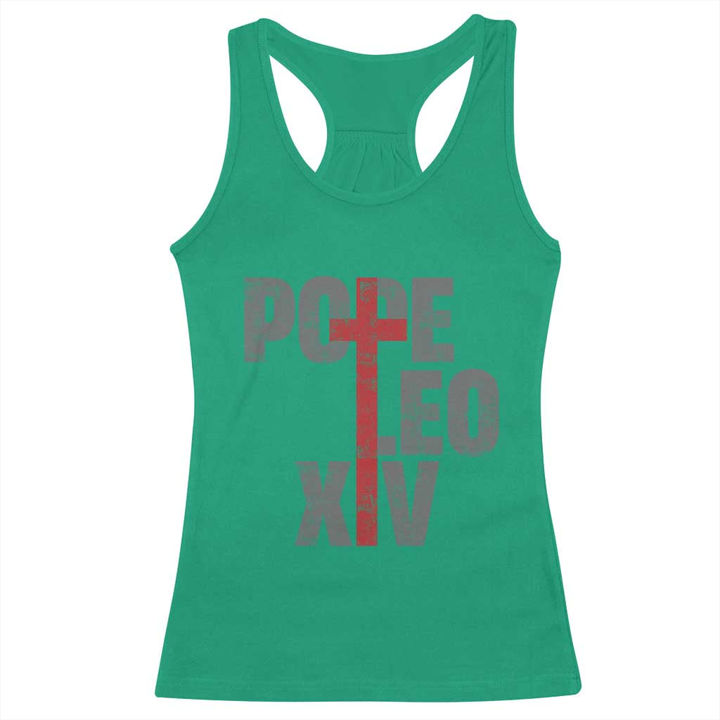 Pope Leo XIV Racerback Tank Top First American Pope Catholic Religious Cross