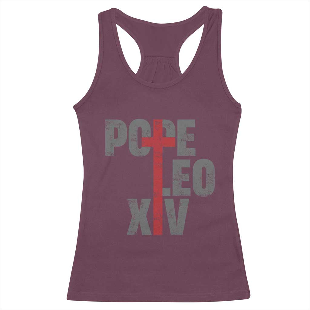 Pope Leo XIV Racerback Tank Top First American Pope Catholic Religious Cross