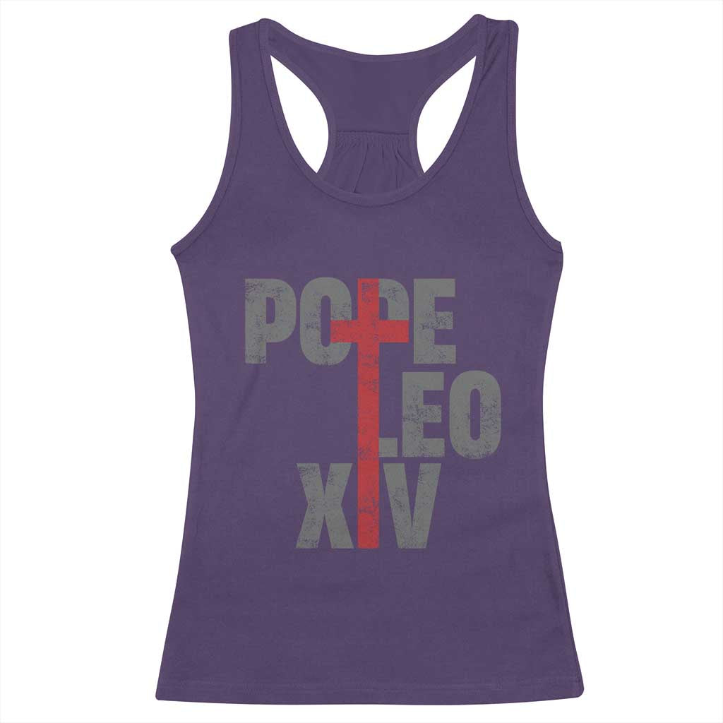 Pope Leo XIV Racerback Tank Top First American Pope Catholic Religious Cross