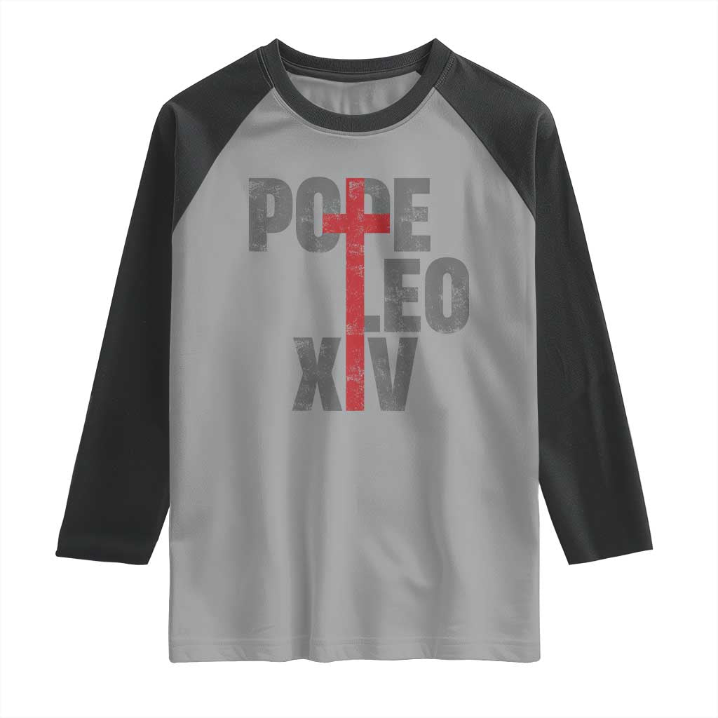 Pope Leo XIV Raglan Shirt First American Pope Catholic Religious Cross