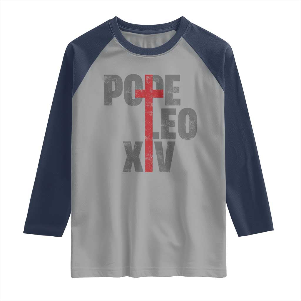 Pope Leo XIV Raglan Shirt First American Pope Catholic Religious Cross