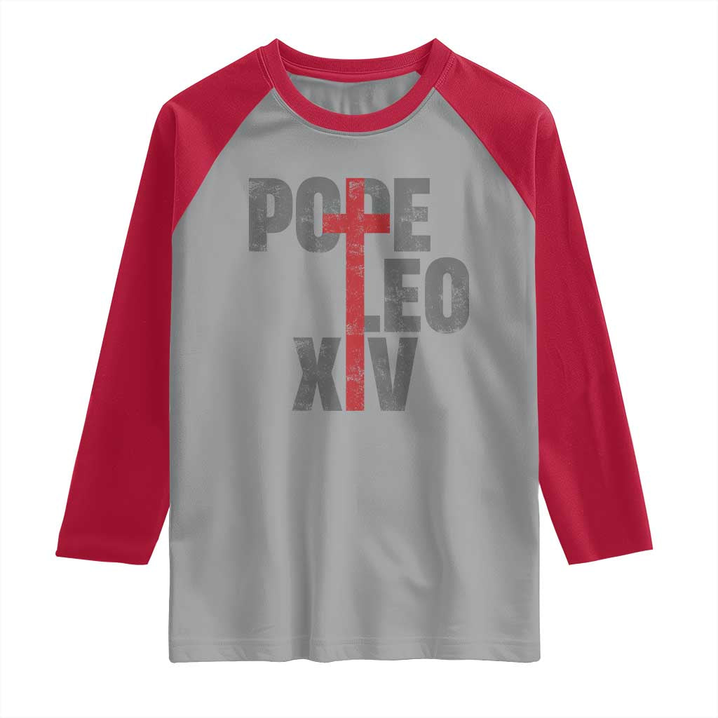 Pope Leo XIV Raglan Shirt First American Pope Catholic Religious Cross