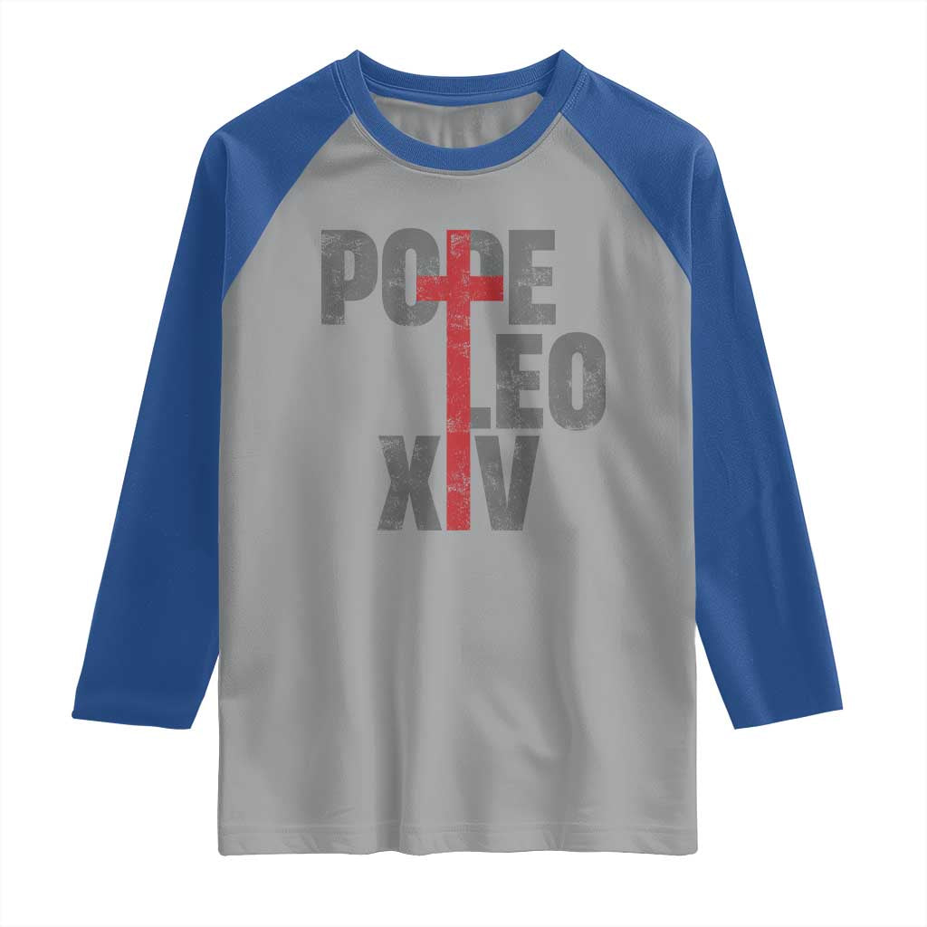 Pope Leo XIV Raglan Shirt First American Pope Catholic Religious Cross