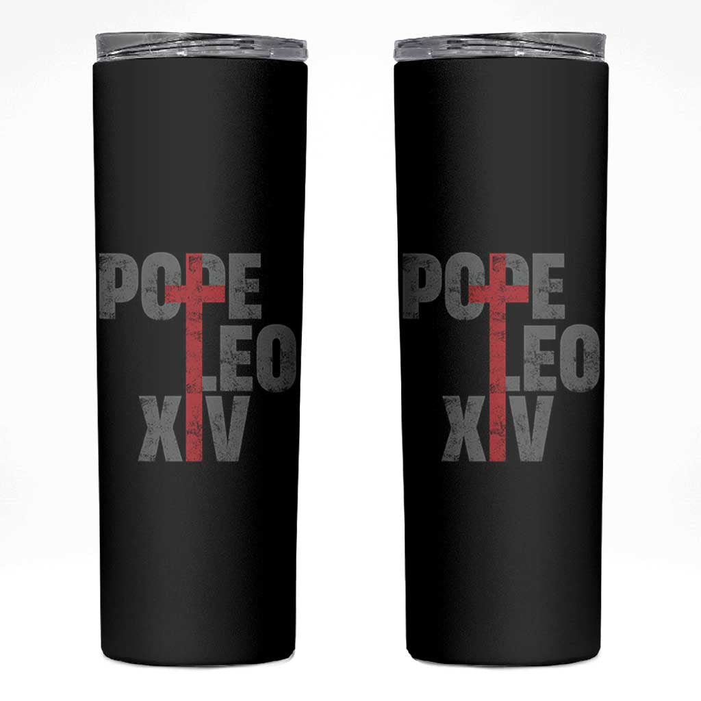Pope Leo XIV Skinny Tumbler First American Pope Catholic Religious Cross