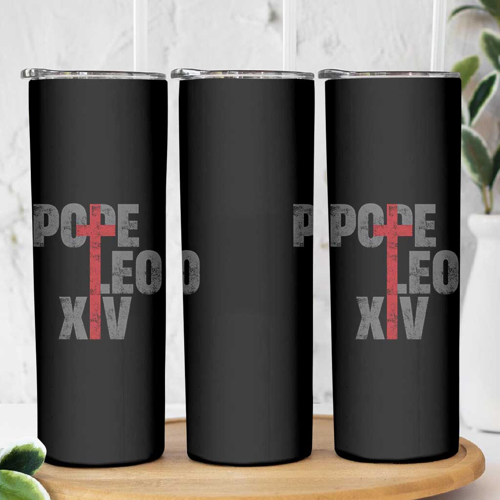 Pope Leo XIV Skinny Tumbler First American Pope Catholic Religious Cross
