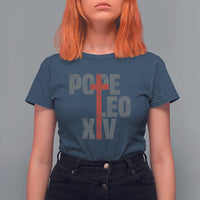 Pope Leo XIV T Shirt For Women First American Pope Catholic Religious Cross