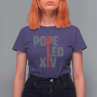 Pope Leo XIV T Shirt For Women First American Pope Catholic Religious Cross