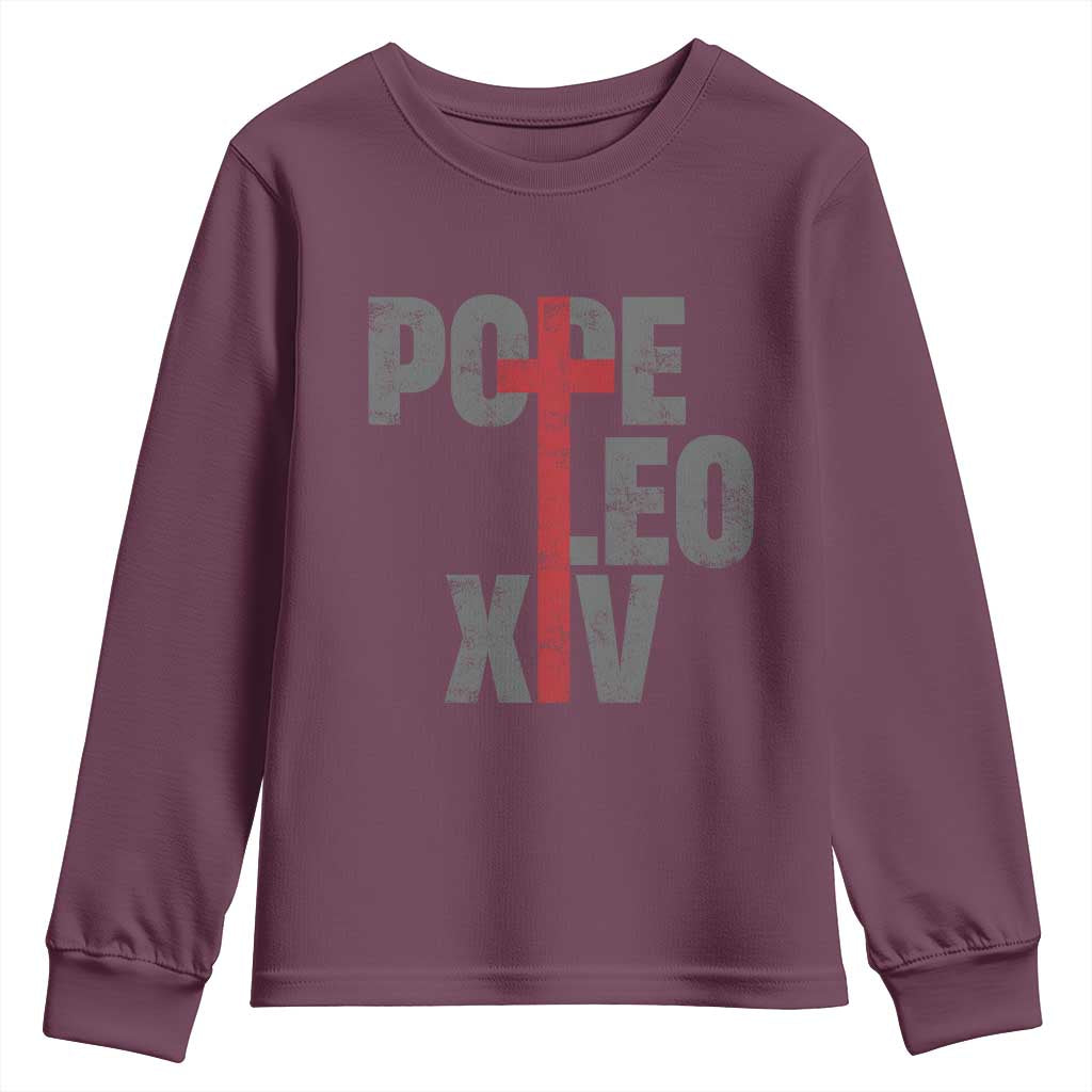 Pope Leo XIV Youth Sweatshirt First American Pope Catholic Religious Cross