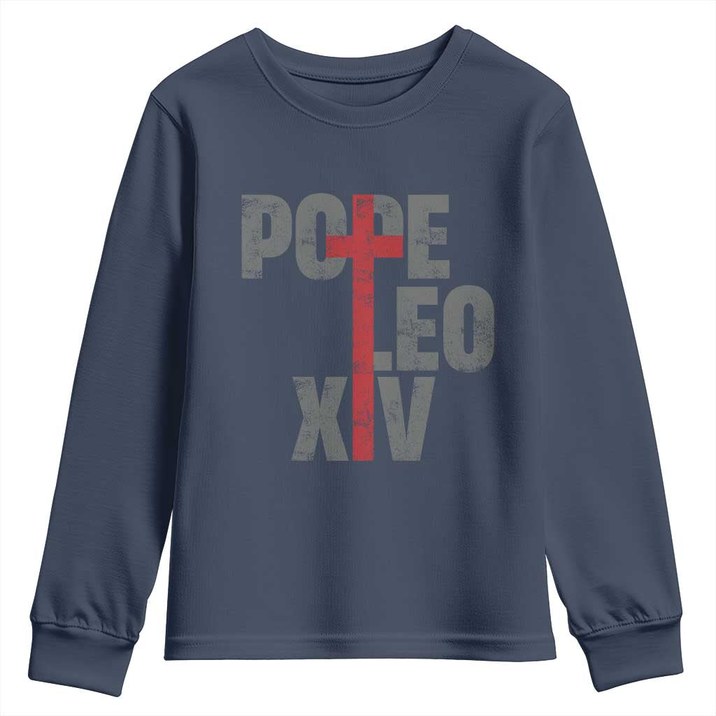 Pope Leo XIV Youth Sweatshirt First American Pope Catholic Religious Cross