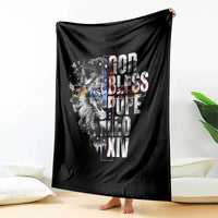 God Bless Pope Leo XIV Throw Blanket Lion American Flag - Wonder Print Shop