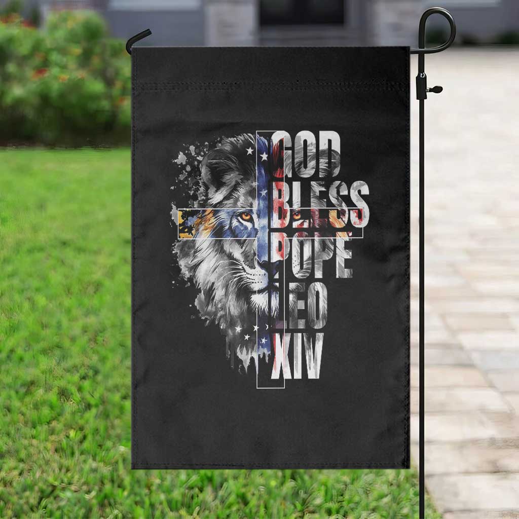 God Bless Pope Leo XIV Garden Flag Lion American Flag - Wonder Print Shop