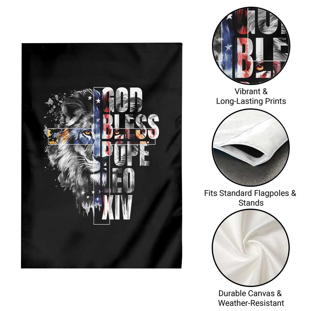 God Bless Pope Leo XIV Garden Flag Lion American Flag - Wonder Print Shop