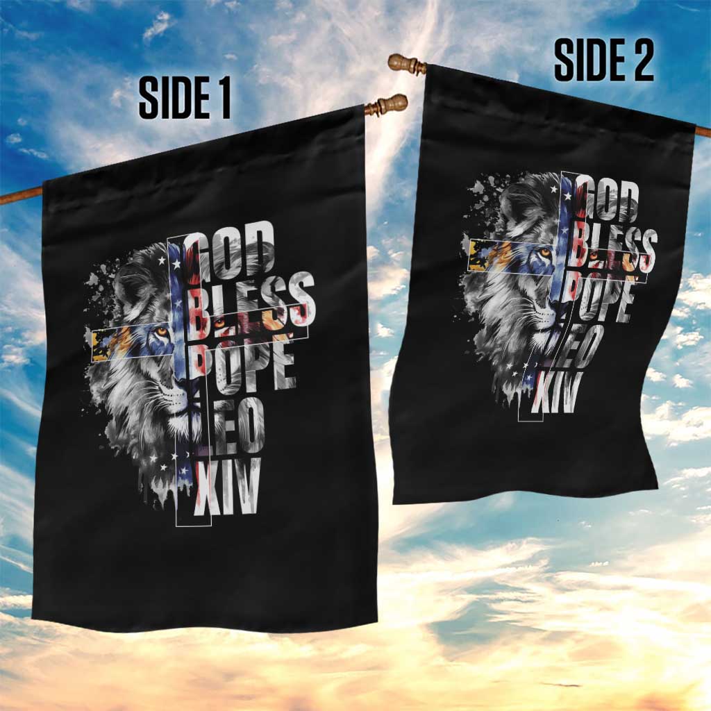 God Bless Pope Leo XIV Garden Flag Lion American Flag - Wonder Print Shop